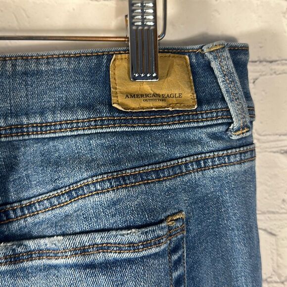 American Eagle Womens Medium wash Kick boot Jeans size 14 Stretch X - Picture 4 of 13
